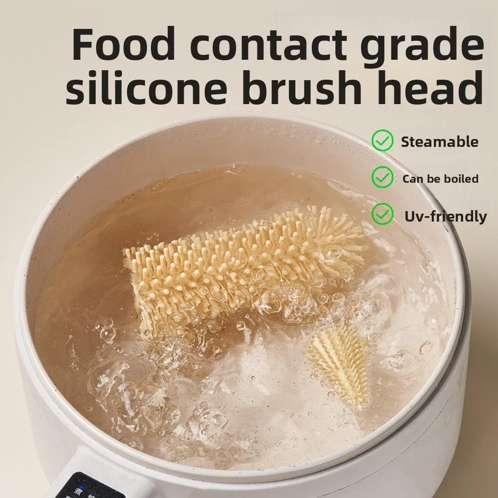 Silicone Baby Bottle Brush Set Soft Bristles with Storage Box Cup Cleaning Brushes Flexible Feeding Bottle Cleaners Newborn Care