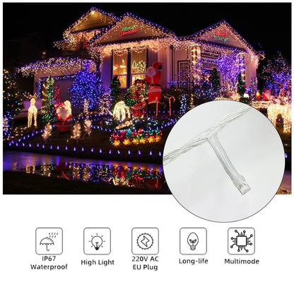 LED String Light 5/10M 50/100LEDs AC 220V EU Plug Indoor Outdoor Decor Wedding Party Christmas Tree Home Garden Patio Decoration