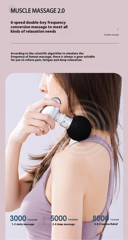 Portable Mini Wireless Massage Gun Home Electric Sports Handheld Fascial Gun Body Deep Tissue Muscle Vibration Fitness Massager