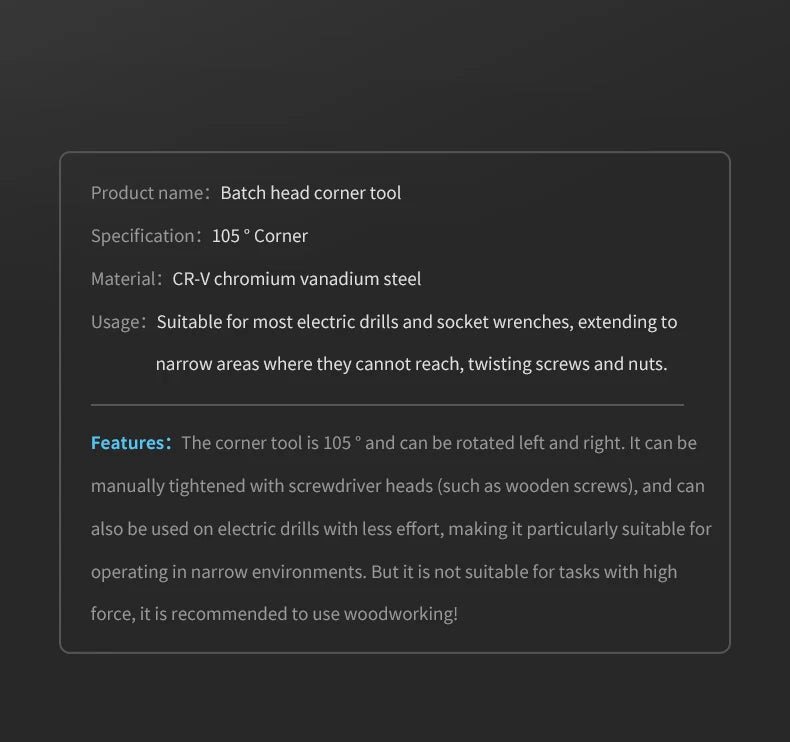 Tool Accessories Screwdriver Head 105 Degree Bend Device Electric Drill Accessories Accessories Extension Parts for Electric