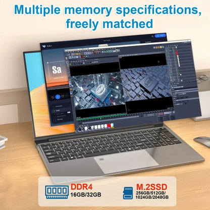 15.6 inch Gaming Laptop Computer Intel Core i7 6500U Windows 11 Pro 16GB DDR4 512GB 1TB SSD Portable Notebook PC Gamer Laptops