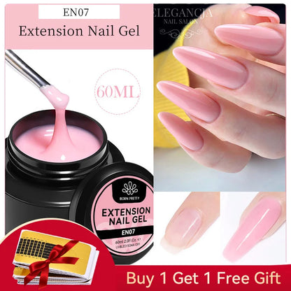 BORN PRETTY 60/30ml Hard Jelly Extension Nail Gel Polish French Nails Nude Pink White Clear Nail Supplies Gel for extension