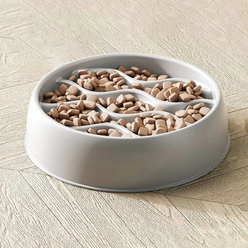 Paw Print Slow Feeder Bowls for Dogs, Cat Non-Spill Pet Food Water Dish, Easy Clean, Digestive Health, Dual-Use Prevents Choking