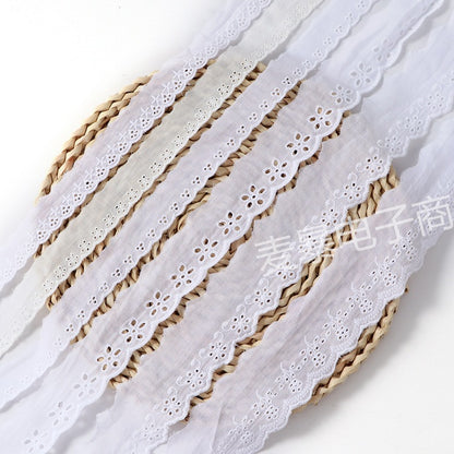 Beige White Floral Embroidery Cotton Lace Ribbon DIY Apparel Sewing & Fabric Handmade Crafts Material Lace Tape