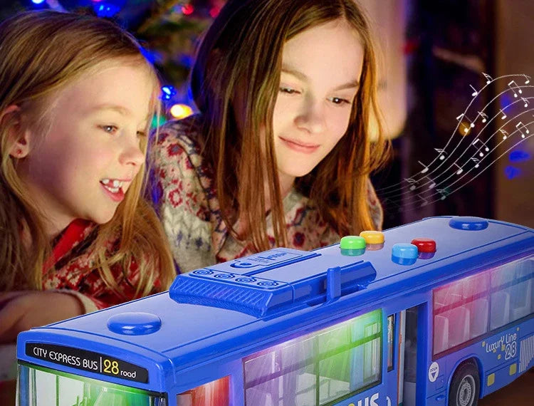 High Quality Simulation Bus Large Size Drop-resistant Light Music Inertia Bus Model Pull Back Car Educational Toys Gifts