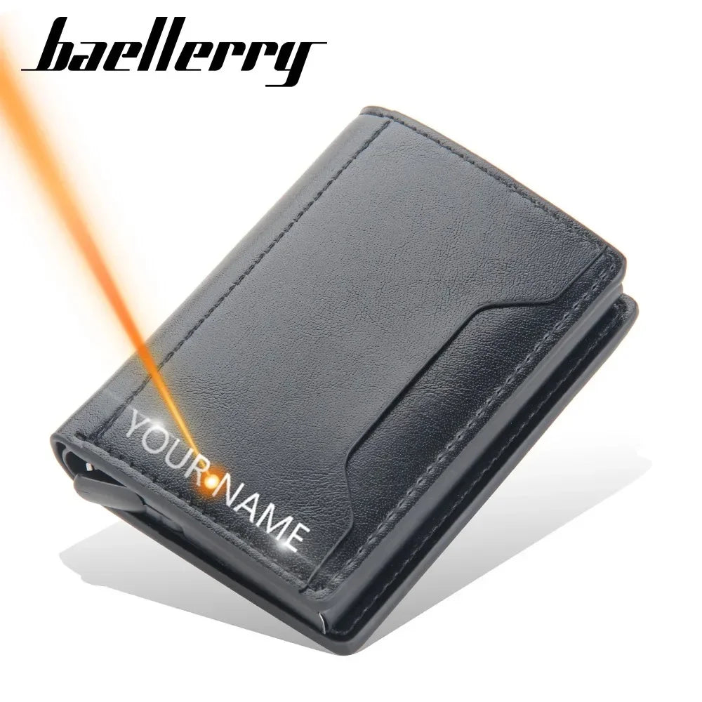 Anti Rfid Blocking Men Card Holder Case Wallets Free Name Customized Small Card Wallets Mini Wallet Qaulity Small Male Purses
