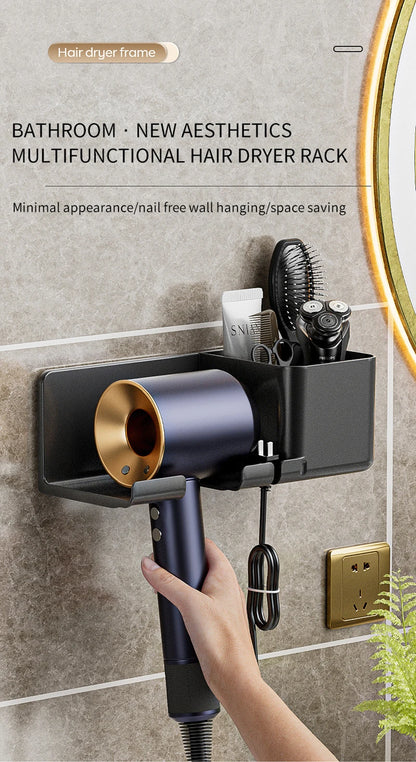 Bathroom Shelf Dryer Cradle Wall Shelves Hair Dryer Holder Shower Hairdryer Organizer Box Toilet Blower Holder Shelf Bathroom