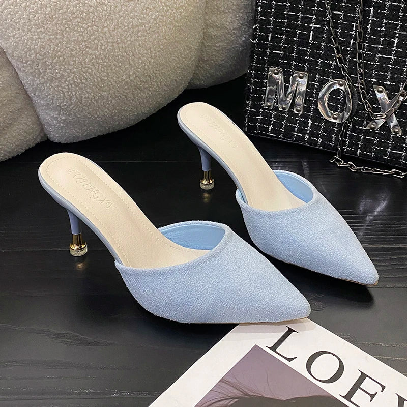 New Women's Slippers High Heel Closed Pointed Toe Shoes Sexy Ladies Heeled Sandals for Women