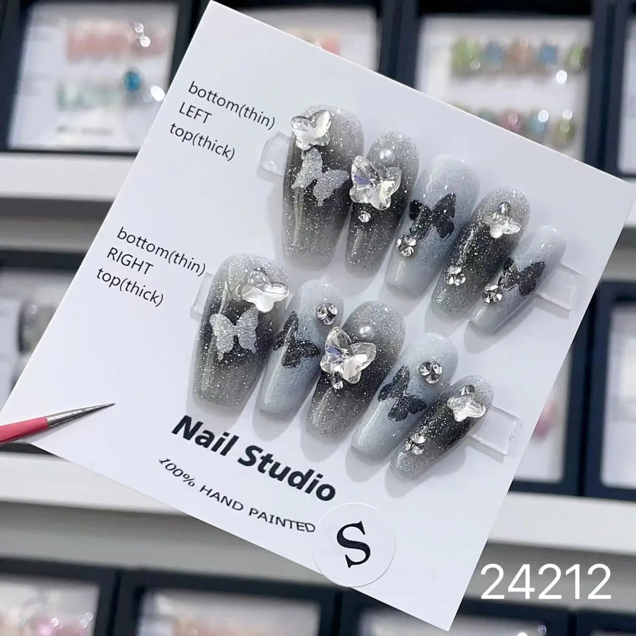 10Pcs Short Press On Nails y2k Star Rhinestone Design Handmade Press On nails Luxury With Design Full Cover Removable Fake Nails