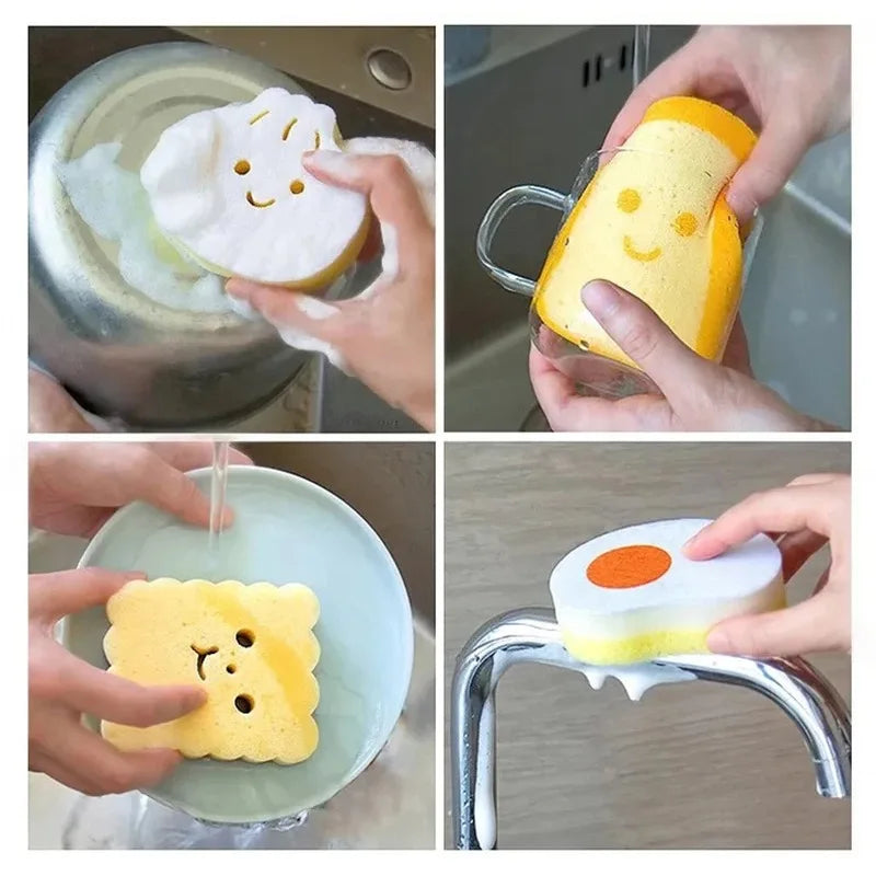 Cute Magic Sponge Kitchen Cleaning Tools Gadgets Dishwashing Sponges Egg Toast  Kawaii Items  Bathroom Dishwasher