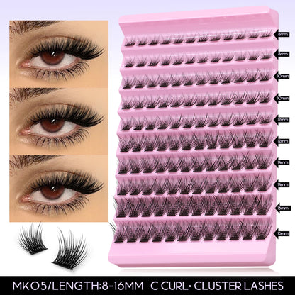 GROINNEYA DIY Lash Extension Kit Lash Clusters With Waterproof Strong Hold Lash Bond And Seal And Eyelash Tweezers Lash Cluster