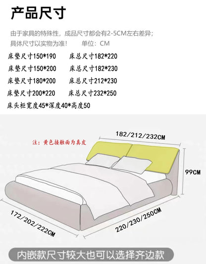 High End European Double Bed Headboard Glamorous Full Size Twin Bed Frame Luxury Platform Wood Cama Box Casal Nordic Furniture