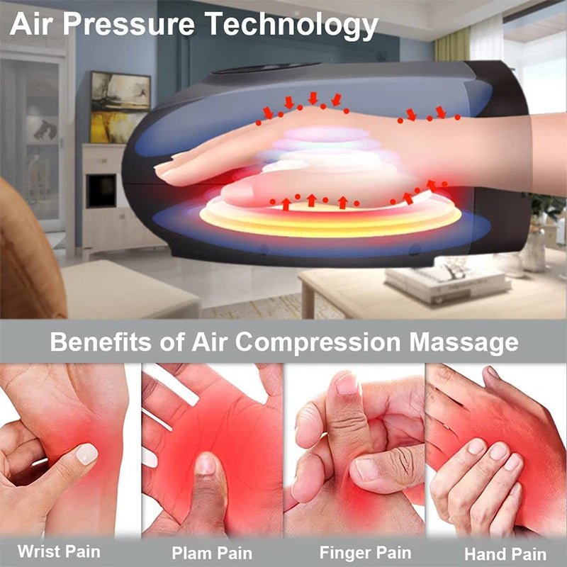 Cordless electric handheld massager with heat and pressure point therapeutic massager suitable for carpal tunnel