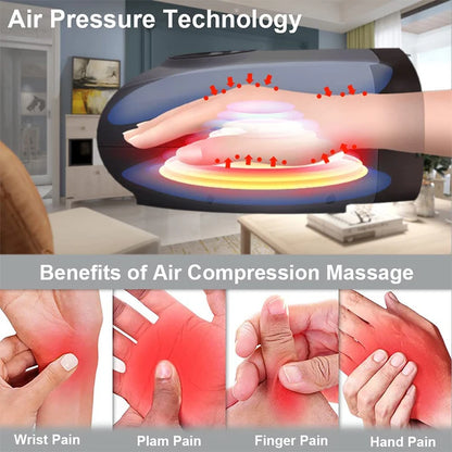 Cordless electric handheld massager with heat and pressure point therapeutic massager suitable for carpal tunnel