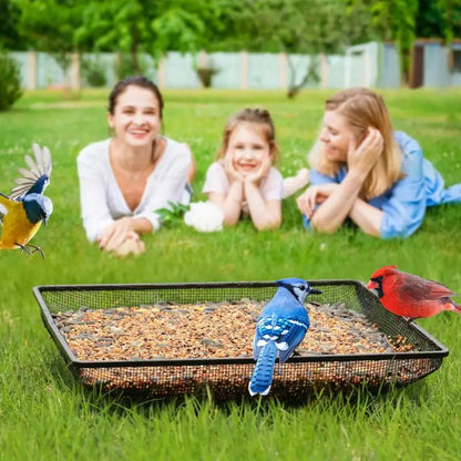 HUA Wild Bird Feeders Square Ground Tray Bird Feeder Metal Mesh Bowl High-capacity Ground Animal Feeding Tray Pet Feed Supplies