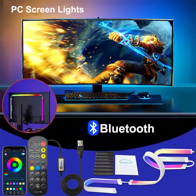 Smart LED Gaming Strip Light Computer Monitor Backlight Music Sync Strip Light RGBIC Light Screen USB Gaming Bedroom Decor Lamp