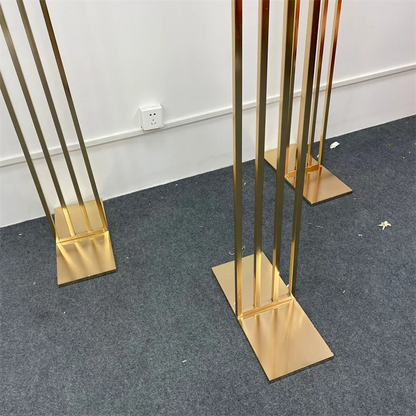 Shiny Gold-Plated Square Screen Backdrop Shelf, Wedding Arch, Geometric Flower, Door Stand, Artificial Flor, 2.2m, 3Pcs