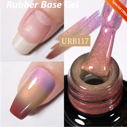 UR SUGAR 7ml Pale Pink Rubber Base Gel Nude Color Semi Permant Soak Off UV LED Self-leveling Gel Varnishes Great Coverage