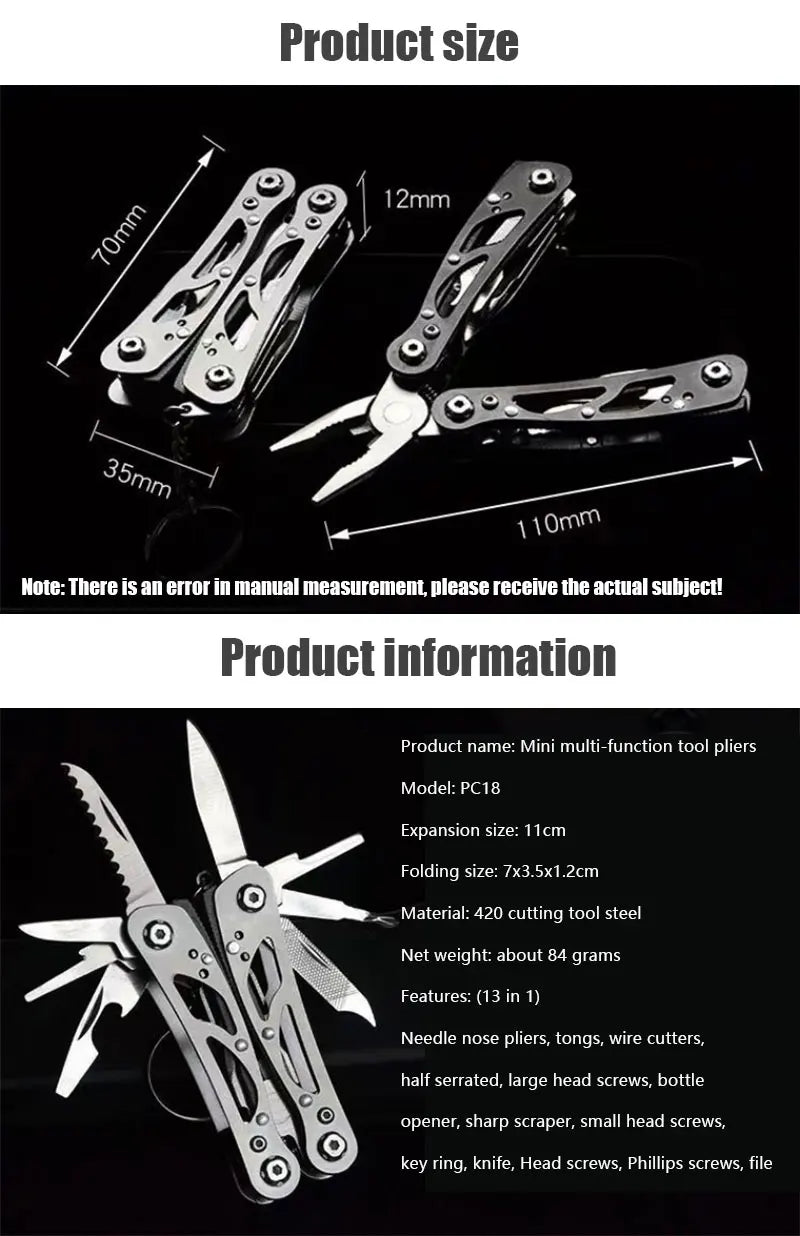 Stainless Steel Pliers Outdoor Knife Combination Folding Car Convenient Knife Pliers Pliers Multifunctional Tools