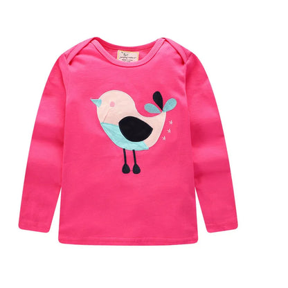 Baby Boys Girls 18-6T Striped Cartoon Tshirts With Applique Animal Kids Hot Selling Spring Autumn Clothes Designed Tops Clothing