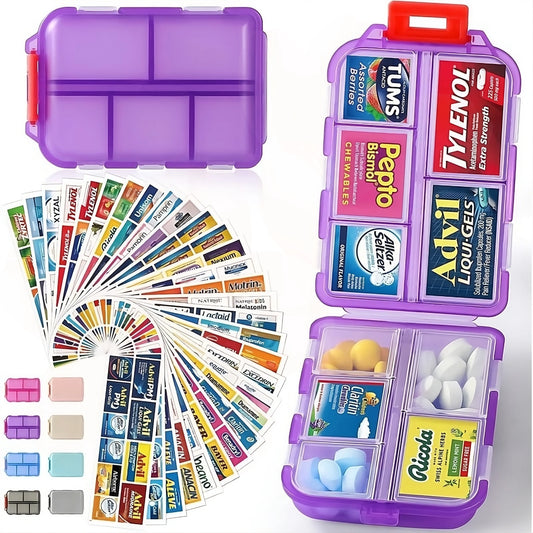 Travel Pill Organizer Box Brand Labels 10 Compartment Small Pill Case Medicine Kit Portable Pocket Purse Pharmacy