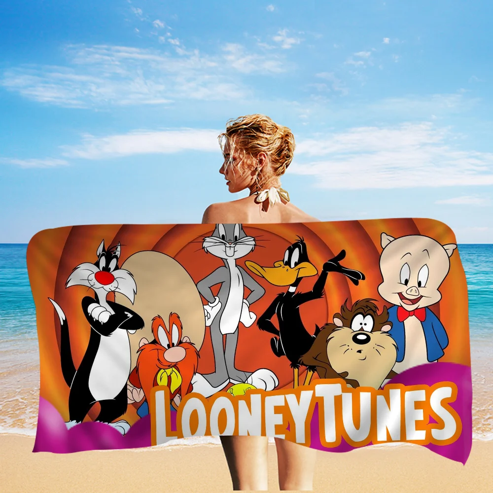 L-Looney-Tunes Beach Towel Cartoon Cute Summer Kids Large Bath Pool Beach Towel Microfiber Absorbent For Swimming Travel