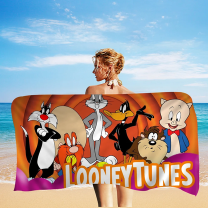 L-Looney-Tunes Beach Towel Cartoon Cute Summer Kids Large Bath Pool Beach Towel Microfiber Absorbent For Swimming Travel