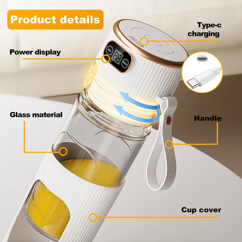 Electric Juicer 10 Blades Portable Blender LED Digital Display Small Juice Cup Rechargeable Wireless Household Milkshake Juice