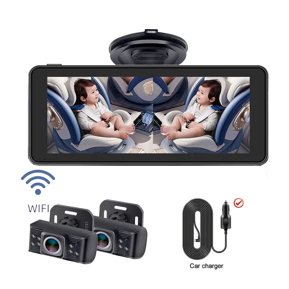Car Baby Mirror Dual Channel Back Seat Baby Car Camera 1080P with Rear View Car Monitor 6.8'' IPS Screen Kids Pet Night Vision