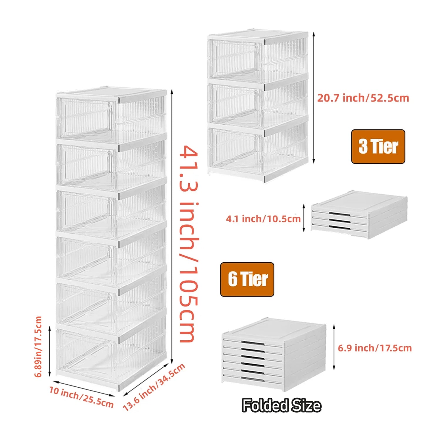 Transparent Shoes Box 6 Layers Shoe Display Case Thickened Foldable Sneaker Shoe Organizers Dustproof High-top Shoe Rack Shelf