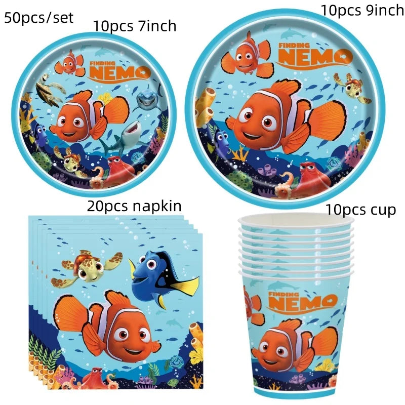 Finding Nemo Birthday Party Decoration Children Party Balloons Disposable Tableware Plates Napkins Cup Tablecloth Party Supplies