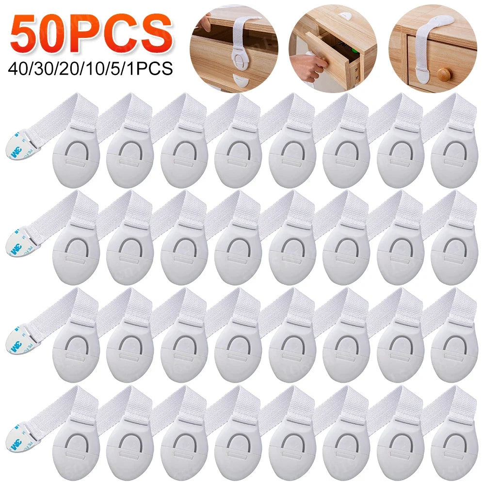 1/10pcs Child Safety Strap Locks No Drilling Cabinet Latches Adhesive Kids Proof for Cupboards Door Window Refrigerator