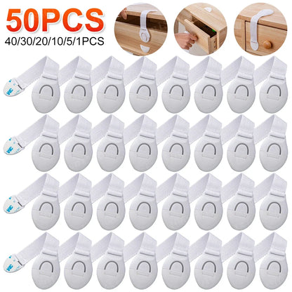1/10pcs Child Safety Strap Locks No Drilling Cabinet Latches Adhesive Kids Proof for Cupboards Door Window Refrigerator