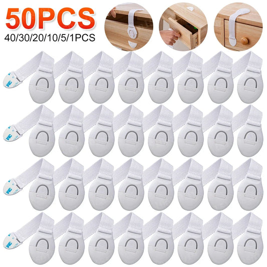 1/10pcs Child Safety Strap Locks No Drilling Cabinet Latches Adhesive Kids Proof for Cupboards Door Window Refrigerator