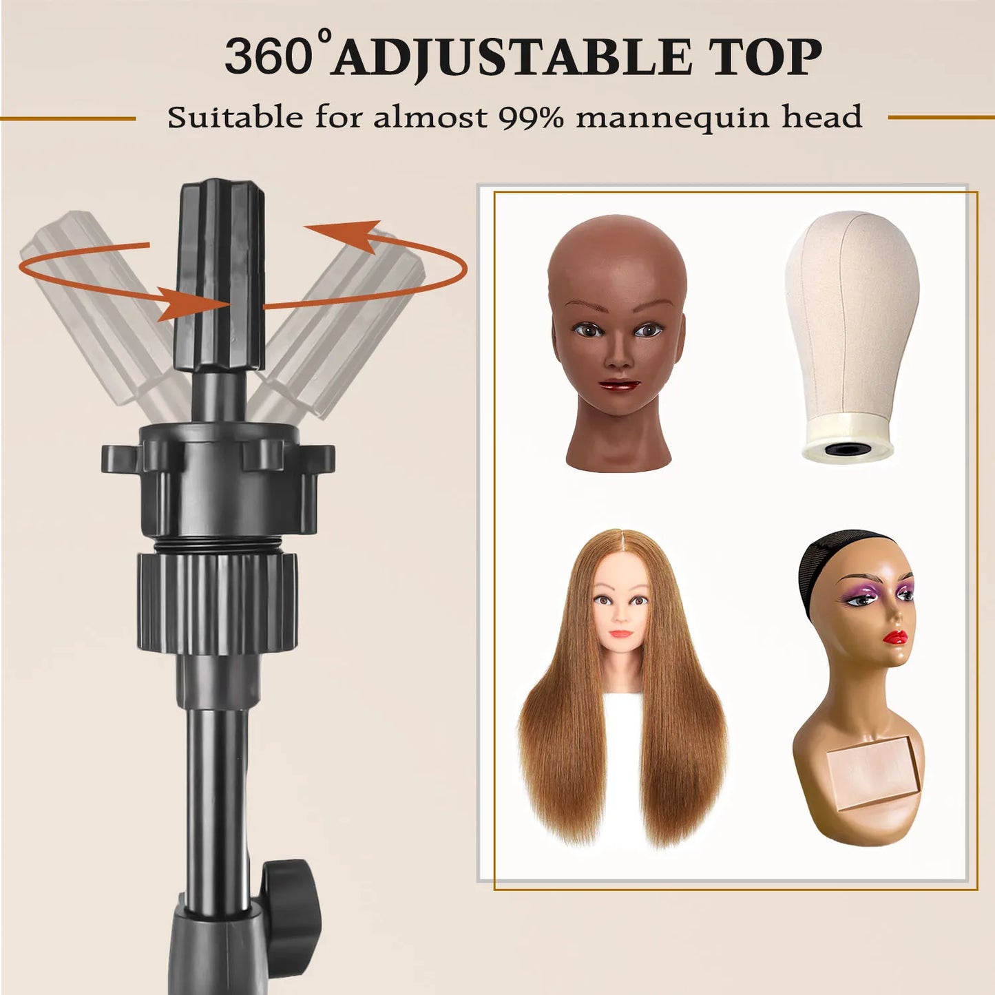 21-23inch Canvas Block Head Mannequin Wig Head Wig Stand Tripod with Head Mannequin Head Wig Display Styling Head With Stand