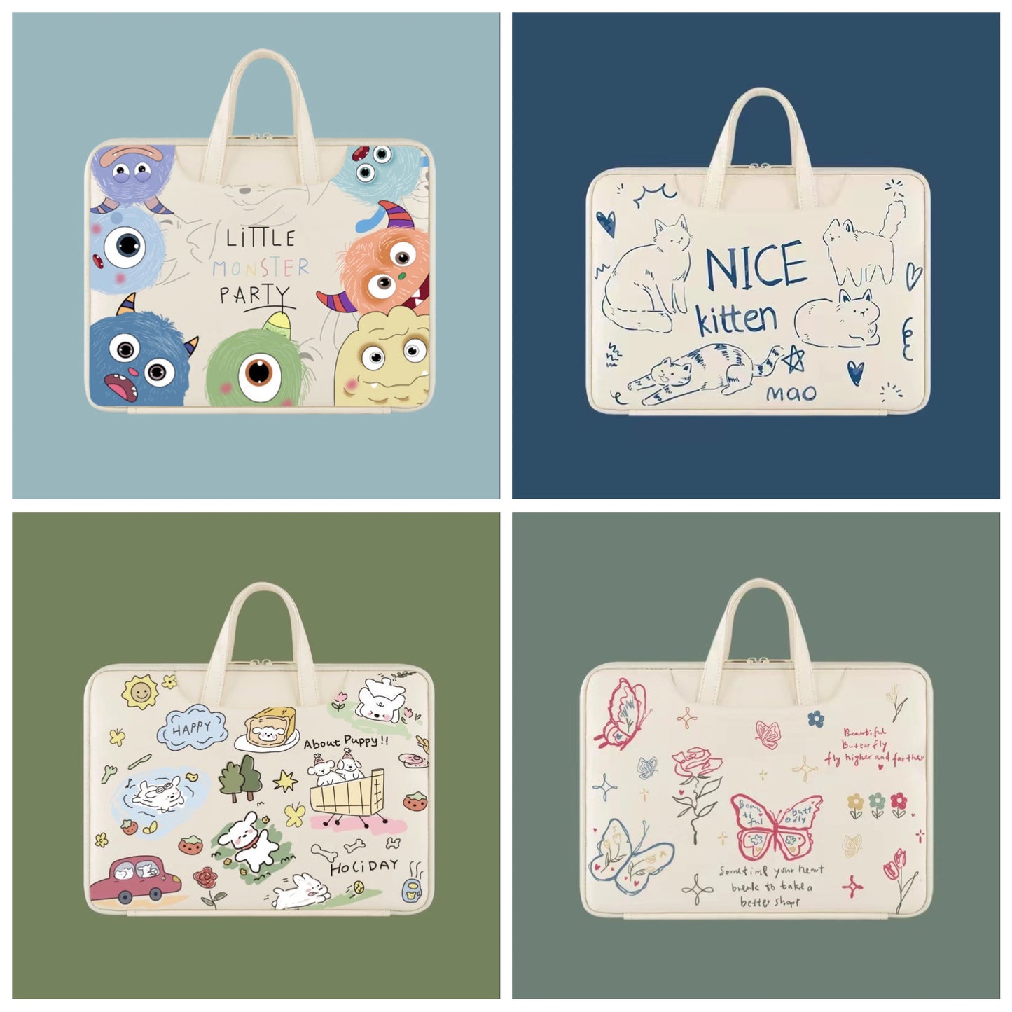 Cute Laptop Bag 13.3 14 15 15.6 Inch Waterproof Shockproof Notebook Case For Macbook Air Pro 13.6 16 Dell Xiaomi Huawei Handbag
