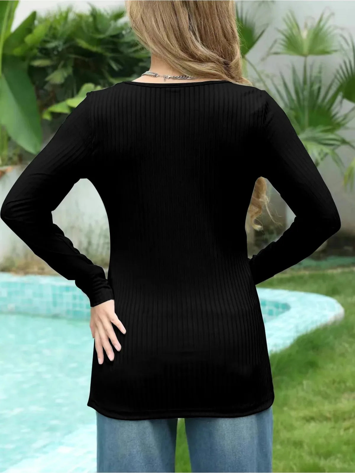 Spring New Maternity Clothes Round Neck Solid Color Slit Long Sleeve Base T-shirt Tops For Pregnant Women Maternity Wear