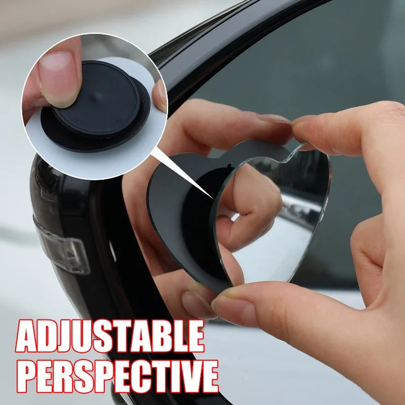 Car Frameless Blind Spots Mirror Cute Heart Shape Side Mirror Rearview Mirrors Auxiliary Accessories for Auto SUV Motorcycle