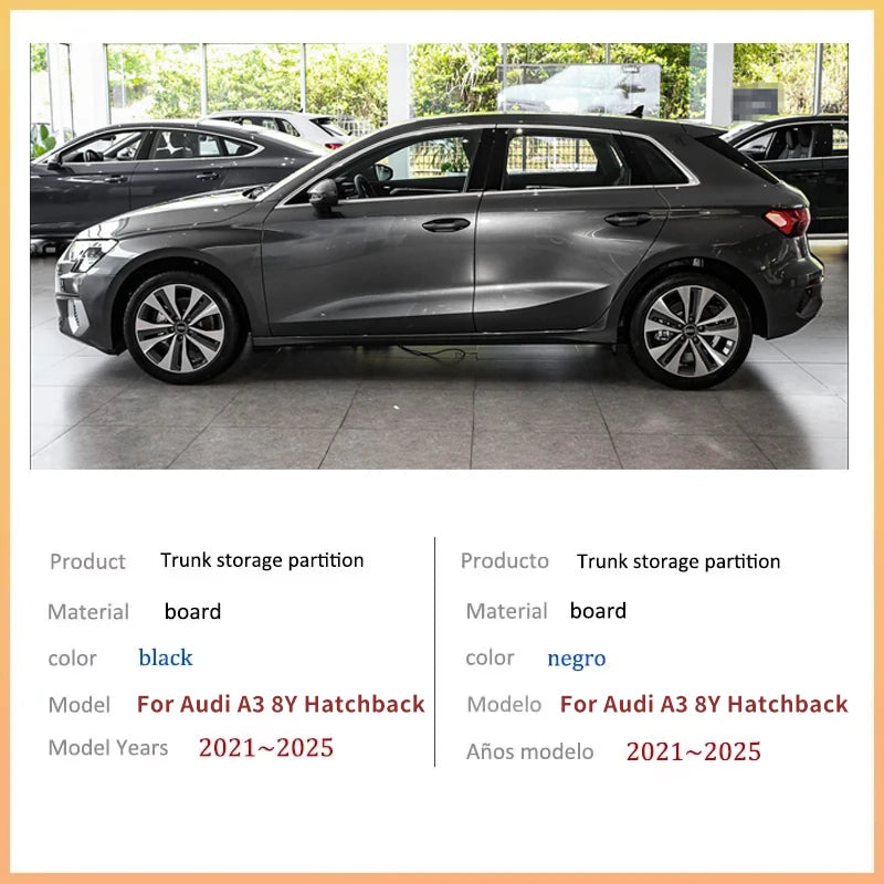 Auto Accessories For Audi A3 8Y 2021~2025 2022 2023 Car Upgrade Organizer Trunk Side Partition Trunk Interior Storage Box Parts