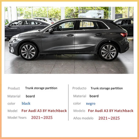 Auto Accessories For Audi A3 8Y 2021~2025 2022 2023 Car Upgrade Organizer Trunk Side Partition Trunk Interior Storage Box Parts