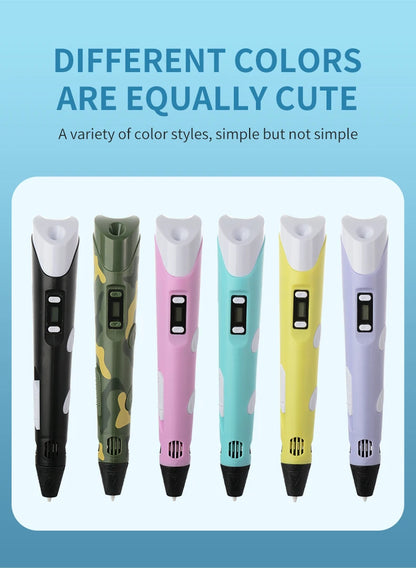 3D Pen DIY Drawing Pen With LCD Screen Compatible PLA ABS Filament Toys Safe Paiting for Children Kids Christmas Birthday Gifts