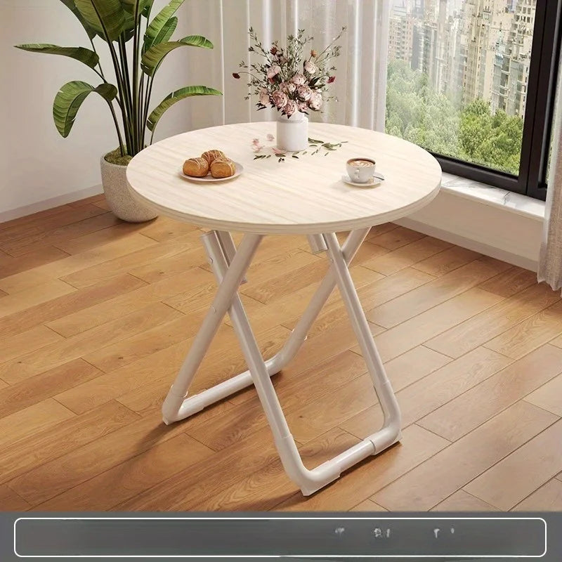 Foldable table Household simple dining table Small apartment eating round table Balcony small table Outdoor stall table