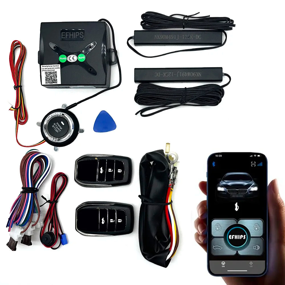 Universal auto start stop keyless entry system engine start alarm system push one-button start system remote car accessories