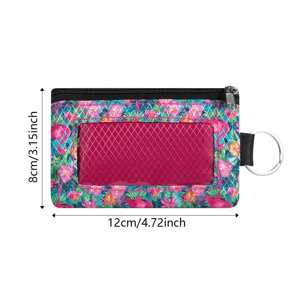 RFID Blocking Small Wallet Lightweight Slim Mini Wallet with Card & Clear ID Window - Zippered, Key Ring