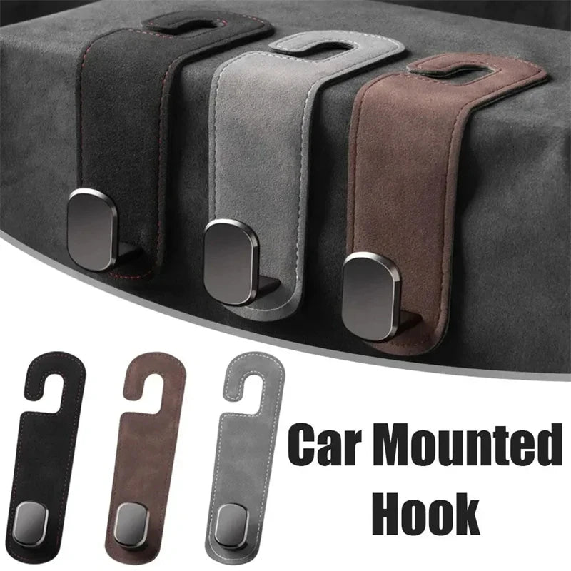 1Pcs Universal Car Suede Alloy Seat Hook Stowing Rear Seat Headrest Hook Storage Hanger Hanging Hooks Car Interior Accessories