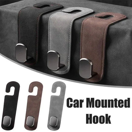 1Pcs Universal Car Suede Alloy Seat Hook Stowing Rear Seat Headrest Hook Storage Hanger Hanging Hooks Car Interior Accessories