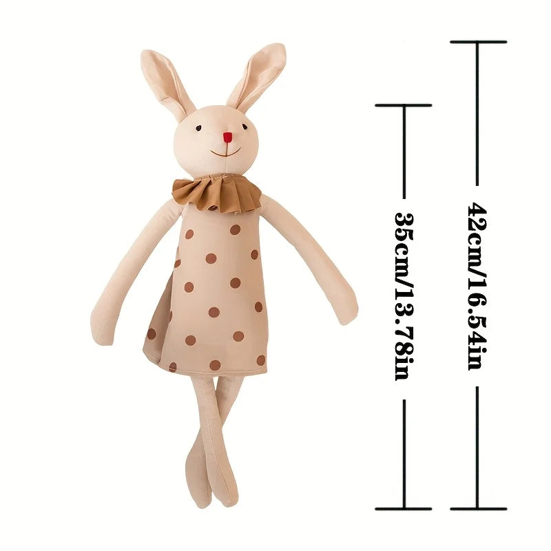 Stuffed Bunny Cloth Dress Toys Smoothing Toy for Infant  Cuddling sleep doll for Girls Handmade Diversity Brown Rabbit Plushie