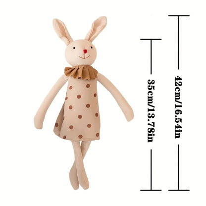 Stuffed Bunny Cloth Dress Toys Smoothing Toy for Infant  Cuddling sleep doll for Girls Handmade Diversity Brown Rabbit Plushie