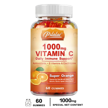 Vitamin C 1000 Mg Gummies - Multivitamin with Electrolytes, Immune Support for Skin - Non-GMO - 60 Orange Flavored Gummies
