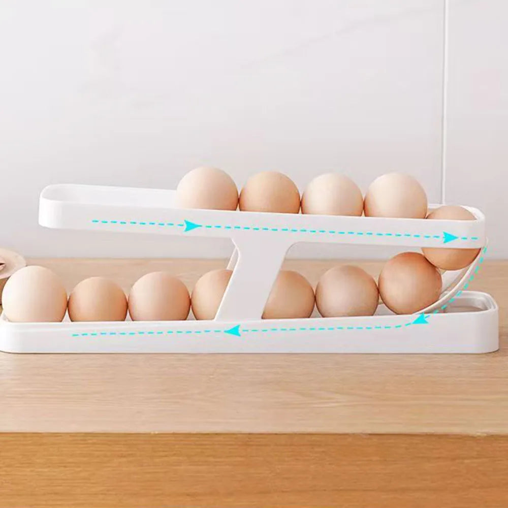 Refrigerator Side Door Egg Organizer, Rolling Egg Tray for Fridge, Keep Eggs Fresh, Space - Saving Egg Storage Solution